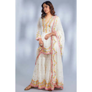 Top de fête pour femmes de créateur et ensemble élégant avec plazzo fantaisie Dupatta - Product Image 4