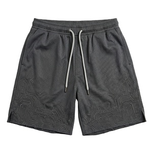 Pantalones Cortos de Poliéster/Algodón para Hombre, Bordado Personalizado, Corte Cuadrado, Estilo Desgastado, Pantalones Cortos Deportivos Casuales para Calle, Antiarrugas, Secado Rápido - Product Image 1