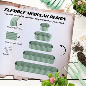Fioriera in Metallo Zincato Verde da 8FT, Contenitore per Giardino Fai-da-te, con Bordo di Sicurezza per Erbe e Verdure - Product Image 4