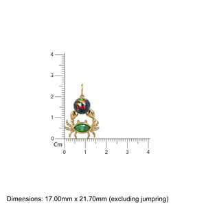 Pendentif crabe en or jaune 14 carats avec diamants, crabe en opale noire, émeraude, crabe en or, pendentif crabe, pendentif turquoise, bijoux crabe, or - Product Image 2