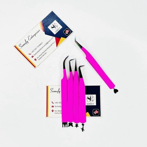 Pince à cils Somofy Enterprises en acier inoxydable, pointes de précision, logo personnalisé, manche rose, outils d'extension de volume - Product Image 4