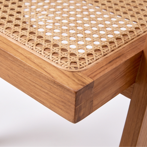 Chaise de salle à manger moderne en bois massif avec assise et dossier en rotin écologique, accoudoirs durables pour la maison, le restaurant, le bar, la villa - Product Image 4
