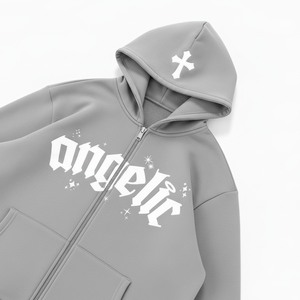 Custom Men's Zipper Hoodie Sweatshirt Front Printed Logo Cotton Oversized Loose Fit Casual Streetwear <b>Jacket</b> - Product Image 4