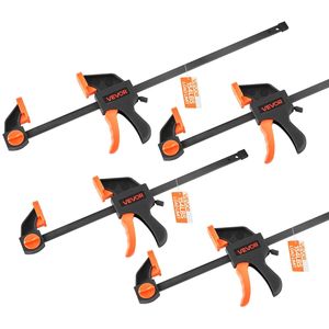 Serre-joints en L à prise rapide à une main, lot de 2 (12 pouces) et lot de 2 (6 pouces), capacité de charge de 154 lb, pour le travail du bois, écarteur inclus - Product Image 1