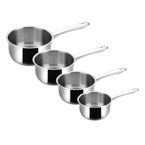 Set di pentole in acciaio inossidabile da 4 pezzi con manici lunghi per cucinare e riscaldare liquidi - Product Image 1