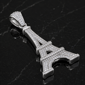 A unique eiffel tower pendant charm bail 925 sterling silver unisex pendant moissanite diamonds premium look diamond <b>tester</b> pass - Product Image 2