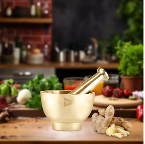 Intricately carved vintage black brass mortar pestle set with decorative floral pattern design, available at wholesale prices. - Product Image 5