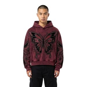 Sweat à capuche personnalisé avec motif crâne, rose poudré, effet délavé, en molleton de coton, style vintage, streetwear graphique alternatif, grandes impressions - Product Image 4