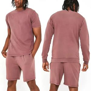 Nouvel Arrivage 2026 – Ensemble d'été pour homme rose poudré délavé à l'acide – T-shirt et short surdimensionnés 100 % coton épais – Ensemble vintage - Product Image 5