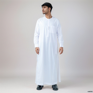 Men Black Polyester Thobe Long Sleeve Ankle Length Sweetheart Neckline Embroidered Breathable Casual Daily Wear Evening Party - Product Image 6
