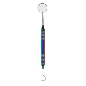 Miroir buccal dentaire avec extrémité à crochet, plusieurs couleurs, poignée moletée, instrument manuel de classe I - Product Image 1