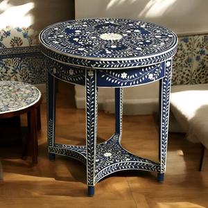 Mesa de Cajones con Incrustaciones de Hueso de ILAHI, con Base de Latón, Diseño Moderno, Detalles de Ágata, Almacenamiento de Tres Niveles, Mueble Portátil para el Hogar - Product Image 3