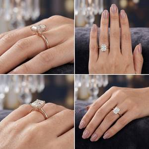 Anillo de Compromiso con Diamante Corte Radiante, Oro Sólido de 18K, Certificado GIA, Color Blanco Natural D, Estilo Clásico para Mujer - Product Image 3