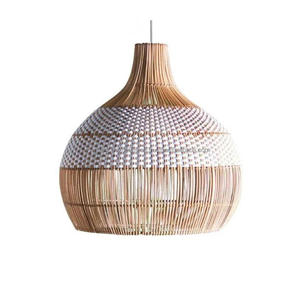 Abat-jour en rotin fait à la main en osier bambou naturel rotin éclairage écologique grande lampe suspendue lustre - Product Image 2