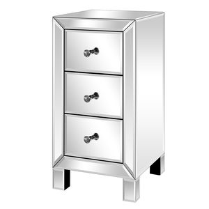 FCH Modern and Contemporary 3-Drawers Nightstand <b>Bedside</b> <b>Table</b> with <b>Mirrored</b> Finish Dressers - Product Image 1
