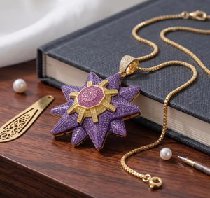 <b>Purple</b> Pink Sunburst Pendant Necklace Gold Plated Tibetan Silver Zircon Strand Star Charm Jewelry <b>Gift</b> for Party Wedding - Product Image 4