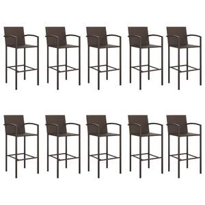 Grand ensemble de bar de jardin en rotin PE marron avec repose-pieds, mobilier d'extérieur durable - Product Image 4