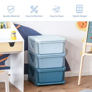Organizzatore di stoccaggio giocattolo blu a 3 livelli con cassetti cassettone adatto ai bambini per la camera da letto scuola materna soggiorno ragazzi e ragazze - Product Image 4