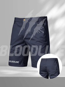 Shorts Bermuda en coton noir pour homme, taille élastiquée, coupe droite, respirants, en maille, décontractés - Product Image 4