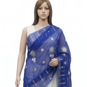 Wholesale <b>Chiffon</b> Floral Rhinestone Embroidered Women Shawl Ethnic Modest Head Wrap Lightweight Breathable Summer Fashion <b>Scarf</b> - Product Image 5