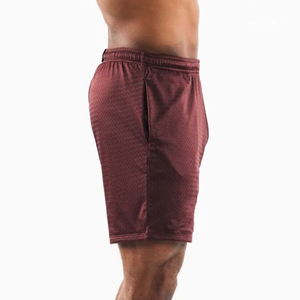 Pantalones Cortos Deportivos Transpirables de Punto Color Granate para Hombre, Diseño Personalizado OEM ODM 2026, Cintura Media, Cierre Elástico, Color Sólido, Ropa Deportiva - Product Image 3