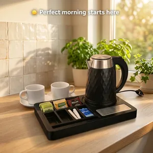 Black Electric <b>Kettle</b> Set with Matte Finish Non-Slip Base for Beverage Service Zone - Product Image 2