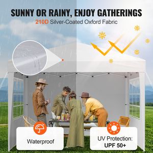 Gazebo Portatile Istantaneo 3x3 Metri con 3 Pareti Laterali e 2 Finestre Ventilate, Tenda Pop-Up Regolabile in Altezza - Product Image 3