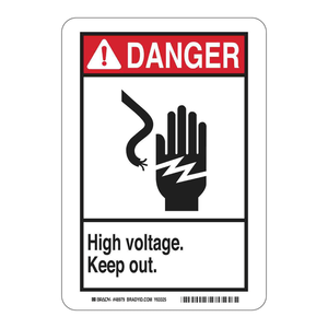 Panneau de signalisation de danger haute tension Brady 14x10 pouces, panneau de sécurité intérieur/extérieur imprimé UV - Product Image 2