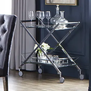 Carrito de servicio de lujo para bar de hotel con ruedas, carrito de bebidas metálico de moda para uso hotelero, chapado, seguro, de Zahid Exports - Product Image 3