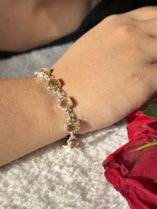 925 Sterling Silver Women Fashion <b>Gemstone</b> <b>Bracelet</b> Trendy Natural Aquamarine <b>Gemstone</b> <b>Bracelets</b> 925 Sterling Citrine <b>Bracelets</b> - Product Image 6