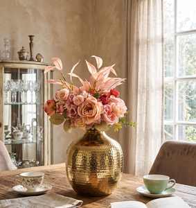 Luxury Hammered Gold Metal Flower Vase Elegant Metallic Decorative <b>Table</b> Centerpiece Pots for Home, Wedding, and Hotel Decor - Product Image 1