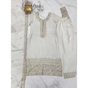 Hermoso conjunto de ropa de fiesta XS Top y Dupatta con bordado - Product Image 1