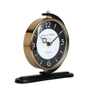 Horloge de bureau en laiton, forme circulaire, mouvement électronique à quartz, affichage tactile par aiguilles, design traditionnel, silencieuse, sans tic-tac - Product Image 3