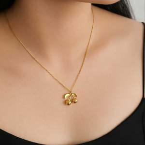 Hallmarked Silver Sweet Cherry Gold Plated Pendant for Women - Product Image 2