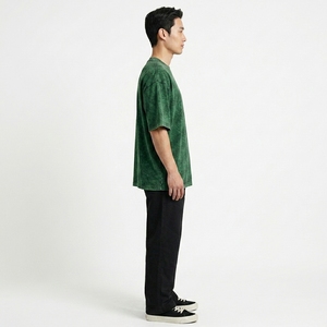 เสื้อยืดคอกลมโอเวอร์ไซส์ผ้าคอตตอนเนื้อหนา ซักพิเศษ ทรงหลวม ใส่สบาย ไม่ยับ สำหรับผู้ชาย สไตล์สตรีทแวร์ลำลอง เหมาะสำหรับฤดูร้อน - Product Image 2