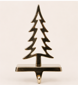 Luxury Gold Metal Christmas Tree <b>Stocking</b> <b>Holder</b> For Fireplace Mantel Weighted Base <b>Stocking</b> Hanger With Modern Hollow Design - Product Image 1