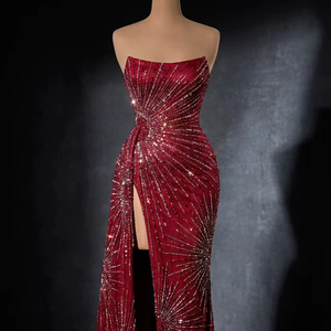 Robe de soirée longue à sequins de qualité supérieure, col montant, manches cape, design personnalisé, tenue de soirée de boutique - Product Image 1