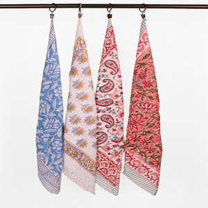 Pañuelos de algodón estampados vintage para mujer, pañuelos decorativos con motivos florales y de paisley, juego multicolor. - Product Image 4