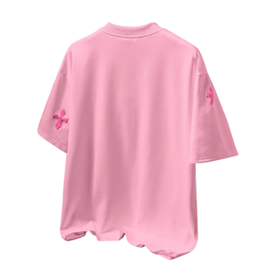 Wholesale Cute Oversized Geometric <b>T</b>-<b>Shirt</b> Short Sleeve Crew Neck Embroidered Cross Design Loose Fit Casual Streetwear Fashion - Product Image 2