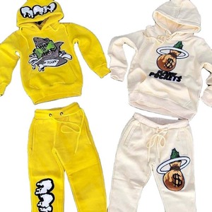 Men's Women's Custom 100% Cotton Fleece Winter Distressed Embroidery Breathable <b>Tracksuits</b> Set Trending Casual Custom Sweat Suit - Product Image 1