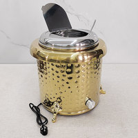 Marmite électrique en acier inoxydable 13L Or/Or rose/Argent, motif martelé, récipient isotherme pour soupe, chauffe-plats électrique