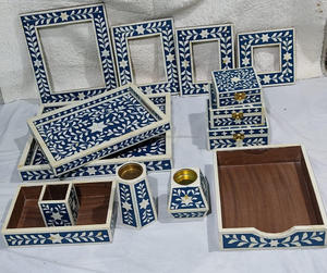 Durable Stylish Bone Inlay <b>Office</b> Stationery <b>Set</b> Tray Paper & Photo Frame Holder Pen & Document Boxes Candle Holder - Product Image 2