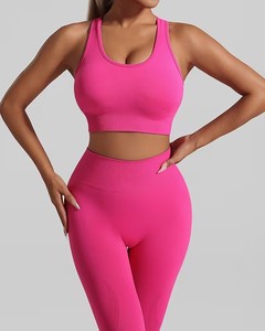 Engineered Strappy Racerback Yoga Suit Womens Compression Crop Tank with High Waist <b>Booty</b> Lifting Workout <b>Leggings</b> Uniform - Product Image 1