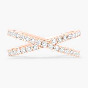 Lab Grown Diamond Crossover Statement <b>Ring</b> 1.00ct Round Cut Half Eternity Cross Band 10K Pair Fine Jewelry for Women's Jewelry - Product Image 5