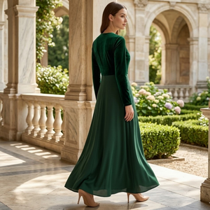 Elegante Vestido Abaya de Terciopelo para Mujer, Estilo Islámico Modesto de Dubái |   Caftán Maxi de Manga Larga, Ropa de Noche, Moda Boutique - Product Image 5