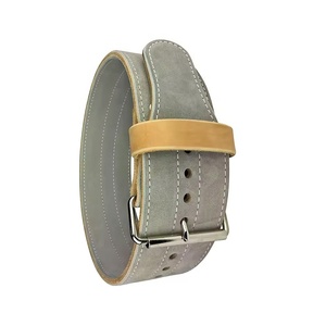 Cinturón de Levantamiento de Pesas Personalizado de Cuero Genuino de Ante con Hebilla de Acero de Una Sola Punta Color Plata para Powerlifting - Product Image 2