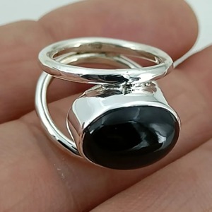 Black Onyx <b>Ring</b> 925 Sterling <b>Silver</b> Handmade Boho <b>Statement</b> Promise <b>Ring</b> for Women, Oval Black Onyx <b>Ring</b>, July Birthstone Gift - Product Image 4