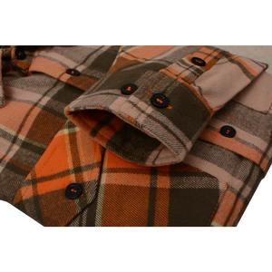Chemise en flanelle à carreaux orange de qualité supérieure pour homme, chemise décontractée d'hiver à boutons, épaisse, avec deux poches - Product Image 3