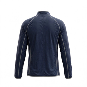 Veste de sport décontractée coupe-vent bleu roi pour homme, col rabattu, fermeture à bouton unique, coupe régulière, pour l'automne, couleur unie, devant délavé - Product Image 2