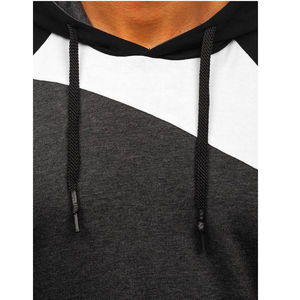 <b>Mens</b> Colorblock Grey Black and <b>White</b> Pullover Hoodie with Kangaroo Pocket OEM ODM Wholesale Apparel - Product Image 6